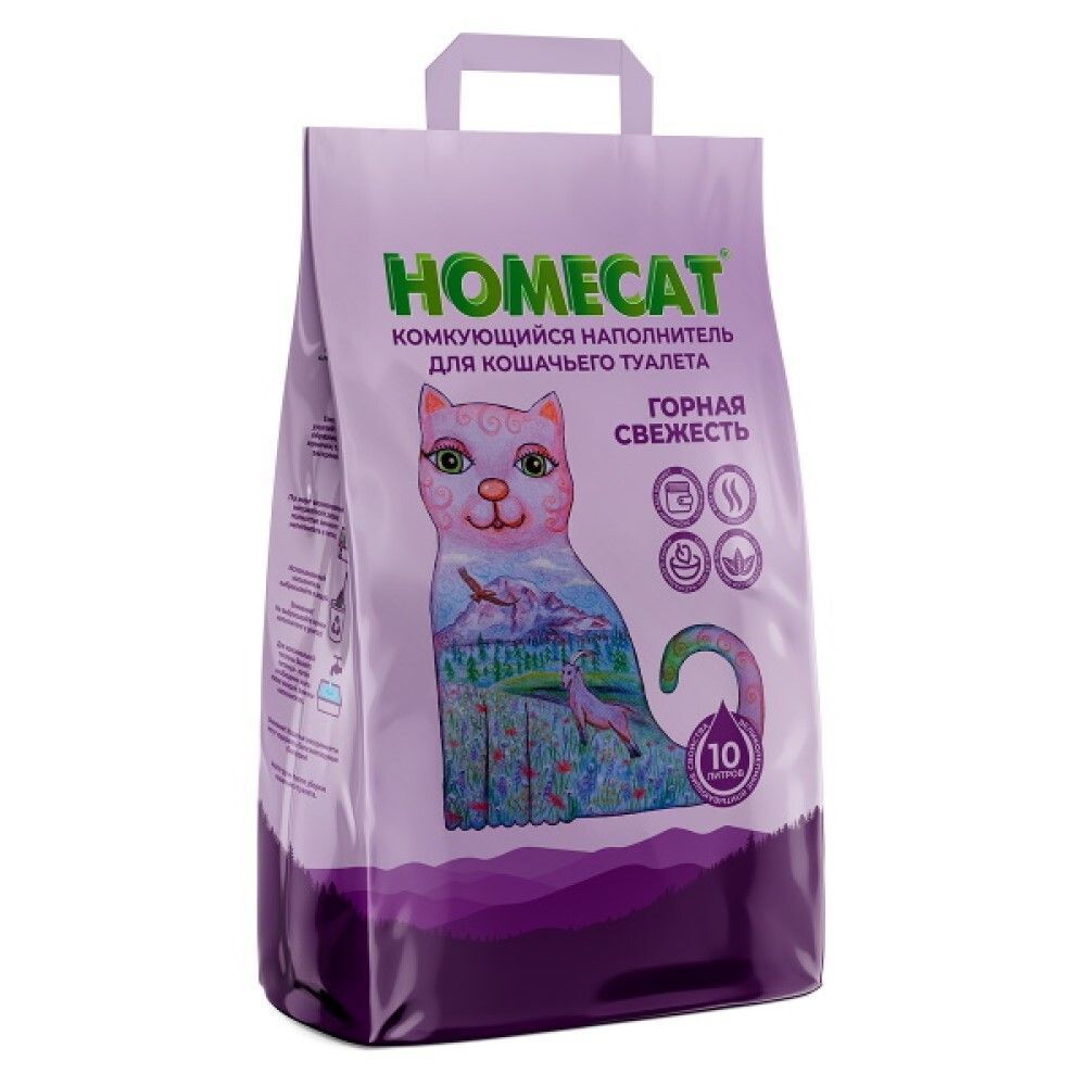 Homecat - наполнитель глиняный (комкующийся) горная свежесть 10л