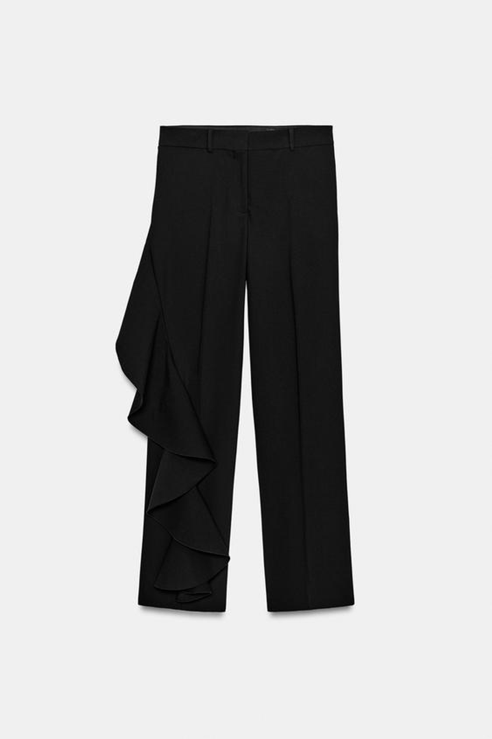 ZARA БРЮКИ С ВОЛАНАМИ — ZW COLLECTION, ЧЕРНЫЙ