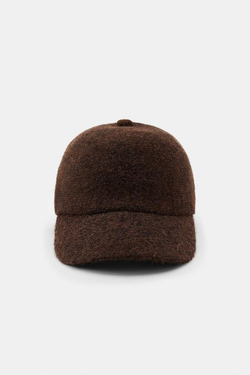 ZARA ТРИКОТАЖНАЯ КЕПКА С ЗАВЯЗКАМИ, КОРИЧНЕВЫЙ