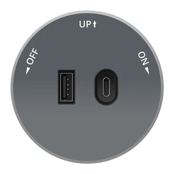 MULTITRACK Розетка 2хUSB (тип А+С) 18 Вт, 5 В/3 А ГРАФИТ