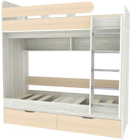Двухъярусная кровать КарИВи Юниор 5 80х190 Винтерберг  Дуб Молочный