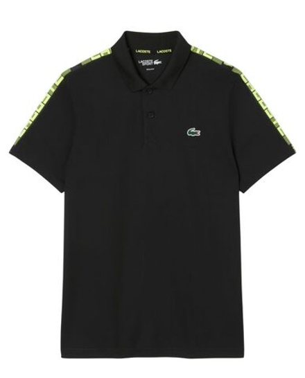 Теннисное поло Lacoste Ultra Dry Branded Stripe Tennis Shirt - black