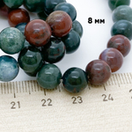 Гелиотроп бусины, диаметр 8,1-8,3 мм, цена за 23 шт (1/2 нити)