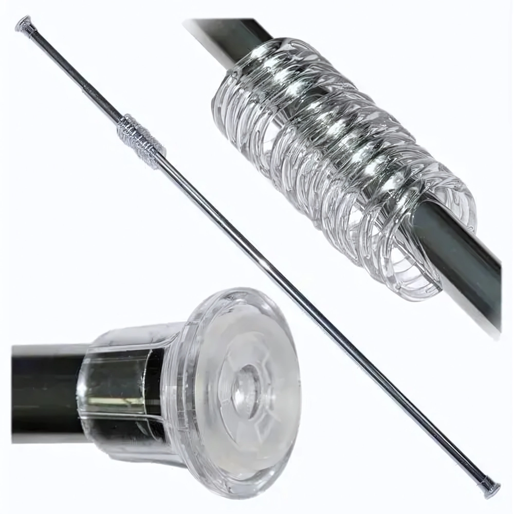 Карниз для занавески в ванную комнату раздвижной 210 см в комплекте с кольцами (металлик)