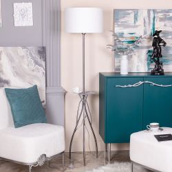 Светильник напольный торшер Нимфея с абажуром Винтаж-2 Белый