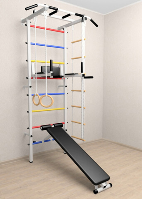 Шведская стенка Sv Pro 805 (Турник Pro/Брусья/стойка/Скамья/Канат/Кольца/Лестница)