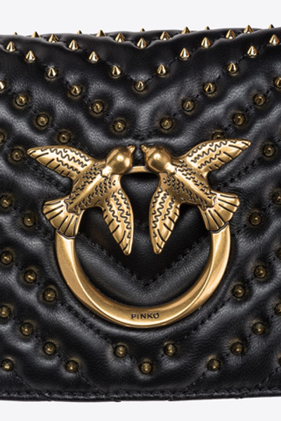 MINI LOVE BAG CLICK CHEVRON STUDS – black-antique gold