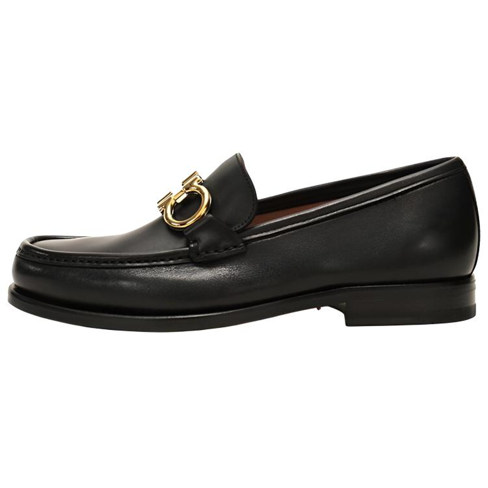Ferragamo Men"s Black Gancini Moccasin