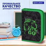 Пенал BRAUBERG, 1 отделение, 2 откидные планки, полиэстер, 21х14 см, "Game time", 272321