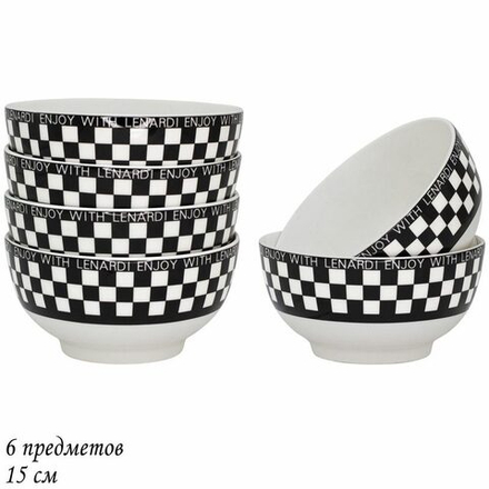 Lenardi 205-422 Набор из 6 салатников 15х6,5см ENJOY в под.уп.(х6)Фарфор