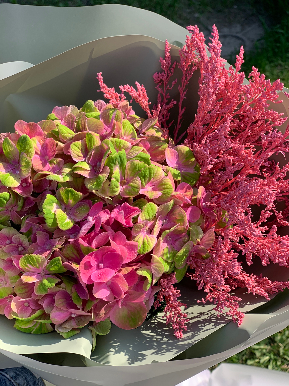 Букет цветов Гортензии + солидаго