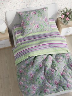 Постельное белье  перкаль Сказка "Сирень/Аромат сирени" 1,5-сп  Наволочка 50х70 см 1 шт  Простынь  150x215 см  Пододеяльник 145x215 см