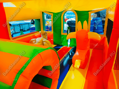 Коммерческий надувной батут "Законы джунглей", без горки