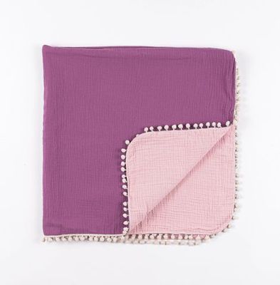 Muslin reversible blanket 0+, Violet