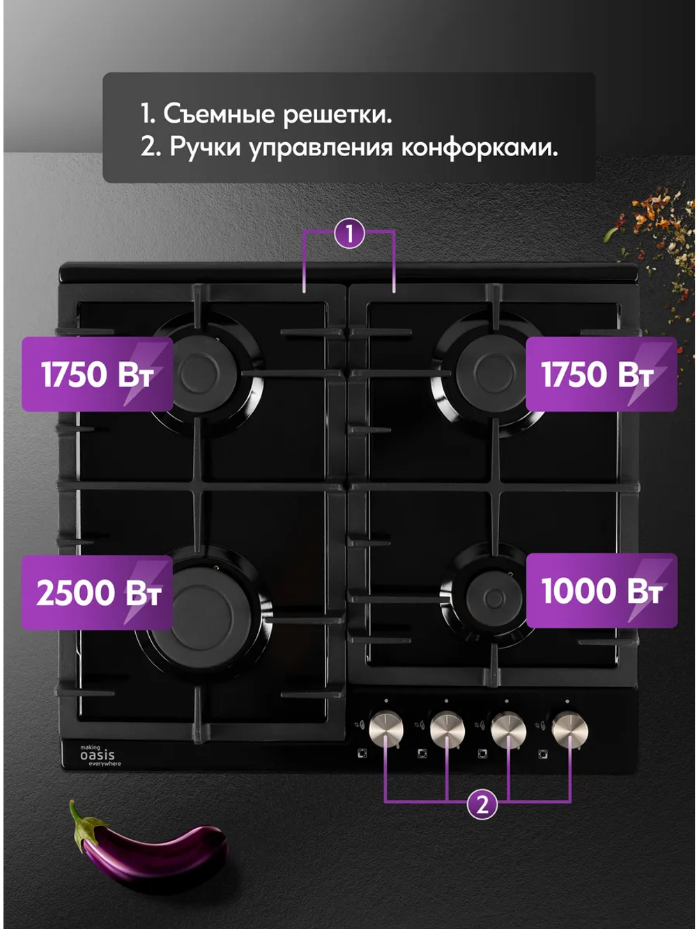 Варочная панель газовая OASIS P-MBRT