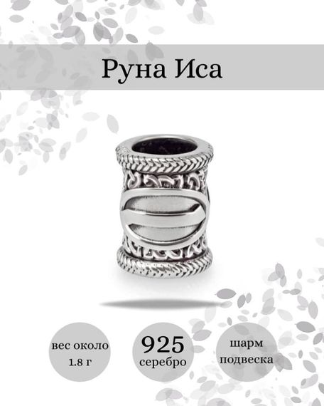 Купите шарм Иса из серебра 925 пробы, фото с инфографикой.