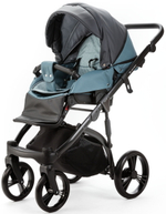 Детская коляска Adamex Lanti Deluxe 3 в 1 LN-SD42 (Т. СЕРАЯ. КОЖА + СЕРО-ГОЛУБ.КОЖА)