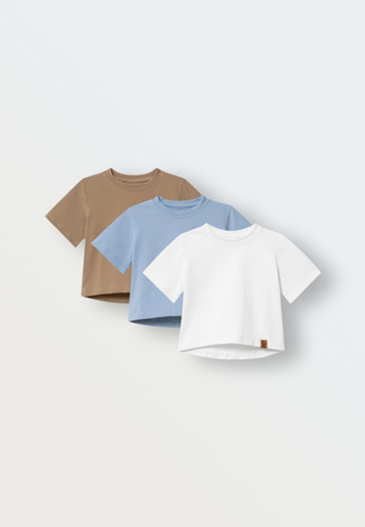 Комплект из 3 футболок (белый/голубой/бежевый)