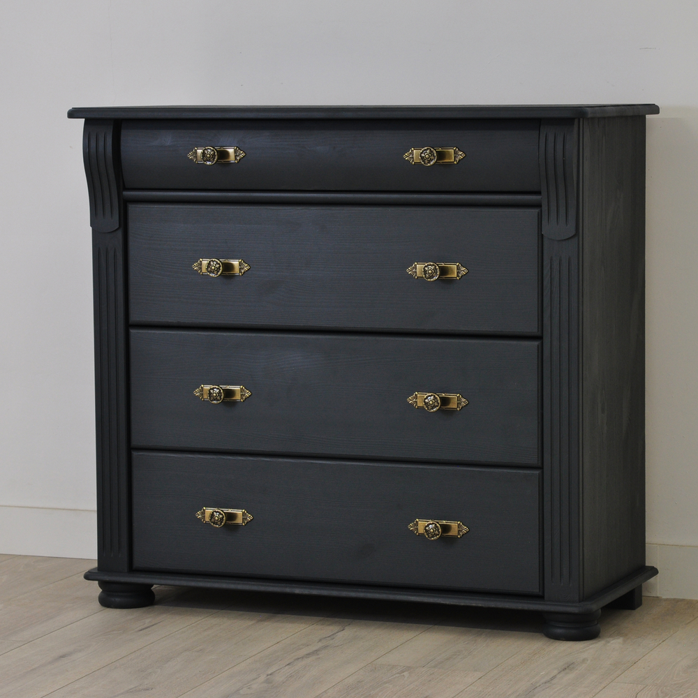 Комод 91х42х85, Susanna, с ящиками для одежды, в прихожую, спальню, гостиную, деревянный, массив сосны, серый, Dipriz