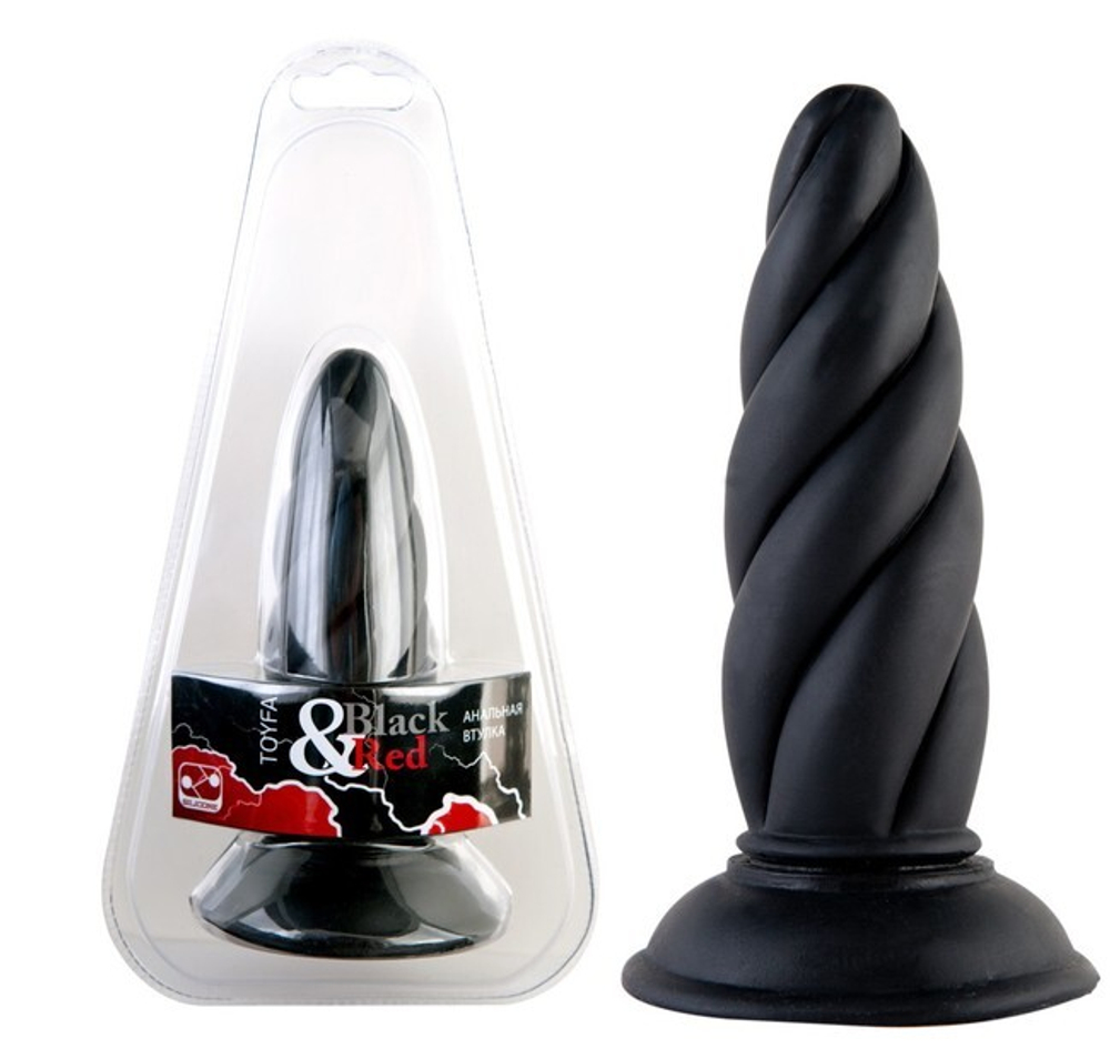Черная анальная втулка Black & Red (Цвет: ЧЕРНАЯ)