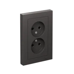Розетка двойная AtlasDesign без заземл.16А в сборе базальт SE ATN001420