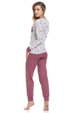 Озорная пижама с принтом в виде кошек (Размер: M) (Цвет: светло-бордовый)