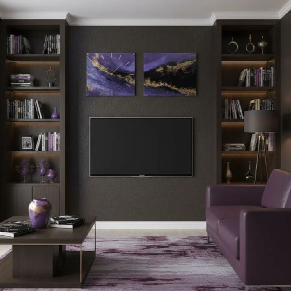 Подарочный модуль часы и картина из смолы ручная работа