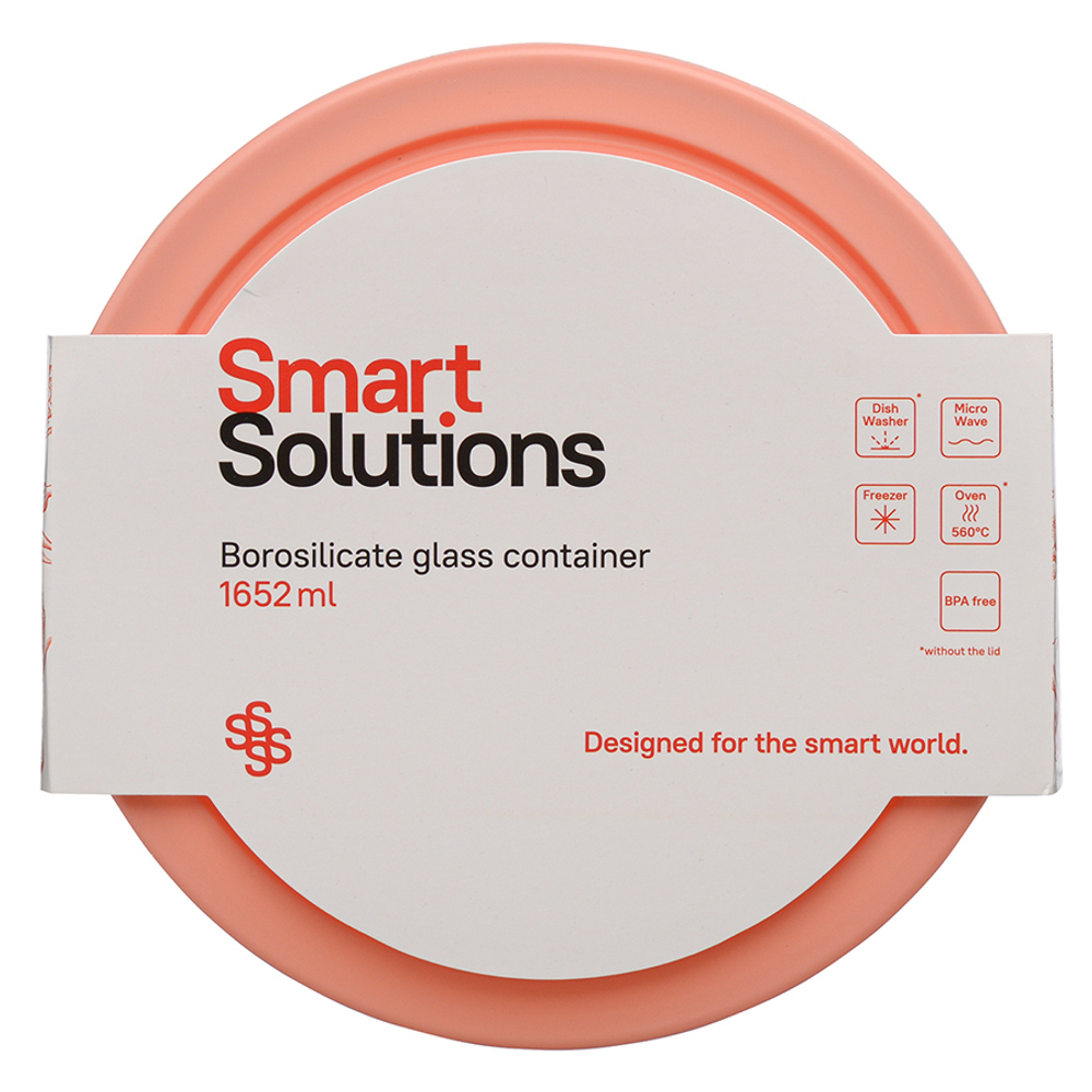 Контейнер для еды стеклянный 1652 мл розовый Smart Solutions JV1652RD
