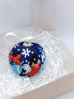 Елочная Игрушка, Шарики на Елку из Бисера, Ручная работа, Зимняя вьюга