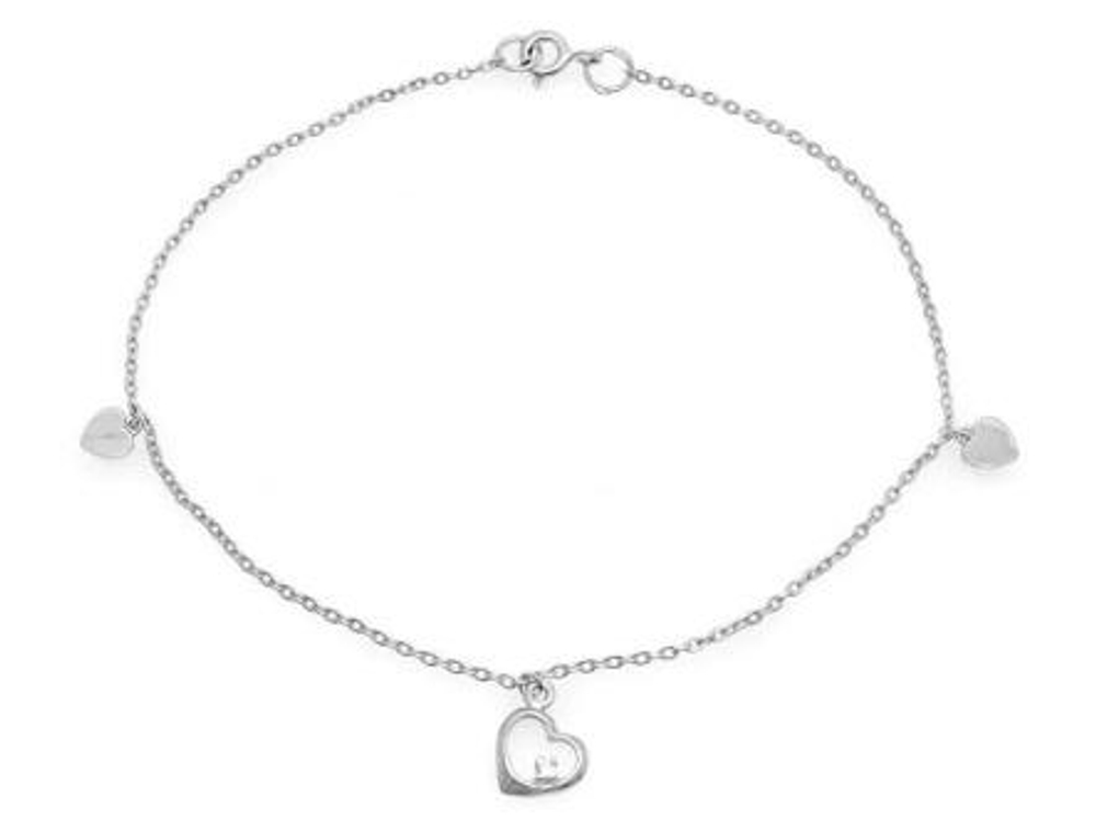 Браслет на ногу из серебра с фианитами