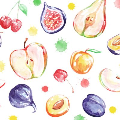 Акварельные фрукты и ягоды