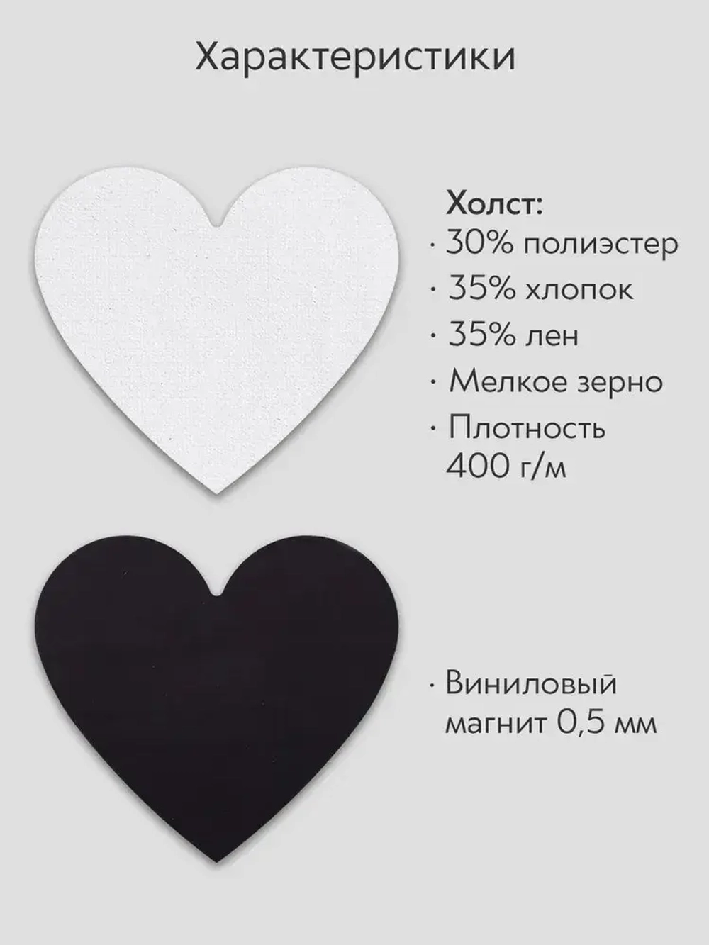 Холст на магните 7 см., 5 шт., сердце / Набор магнитных холстов для рисования