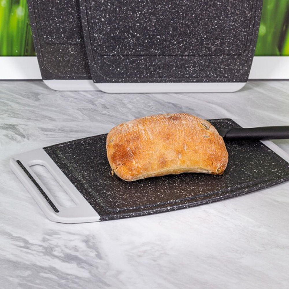 Доска разделочная ХЕВИ 300*200 мм антискользящие вставки, увеличенная толщина, желобки для отвода влаги М1565