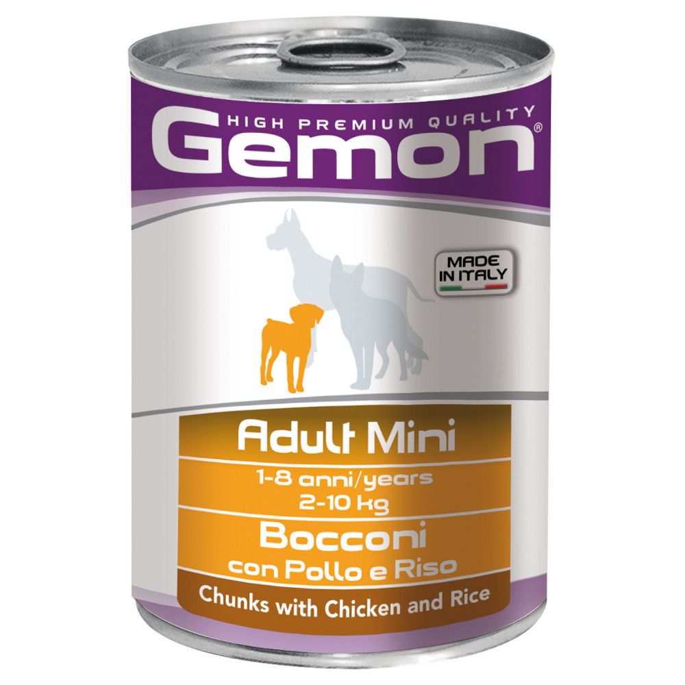 Gemon Dog Mini консервы для собак мелких пород кусочки курицы с рисом (415 г)