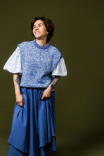 Юбка асимметричная двухслойная, пыльно-синего цвета