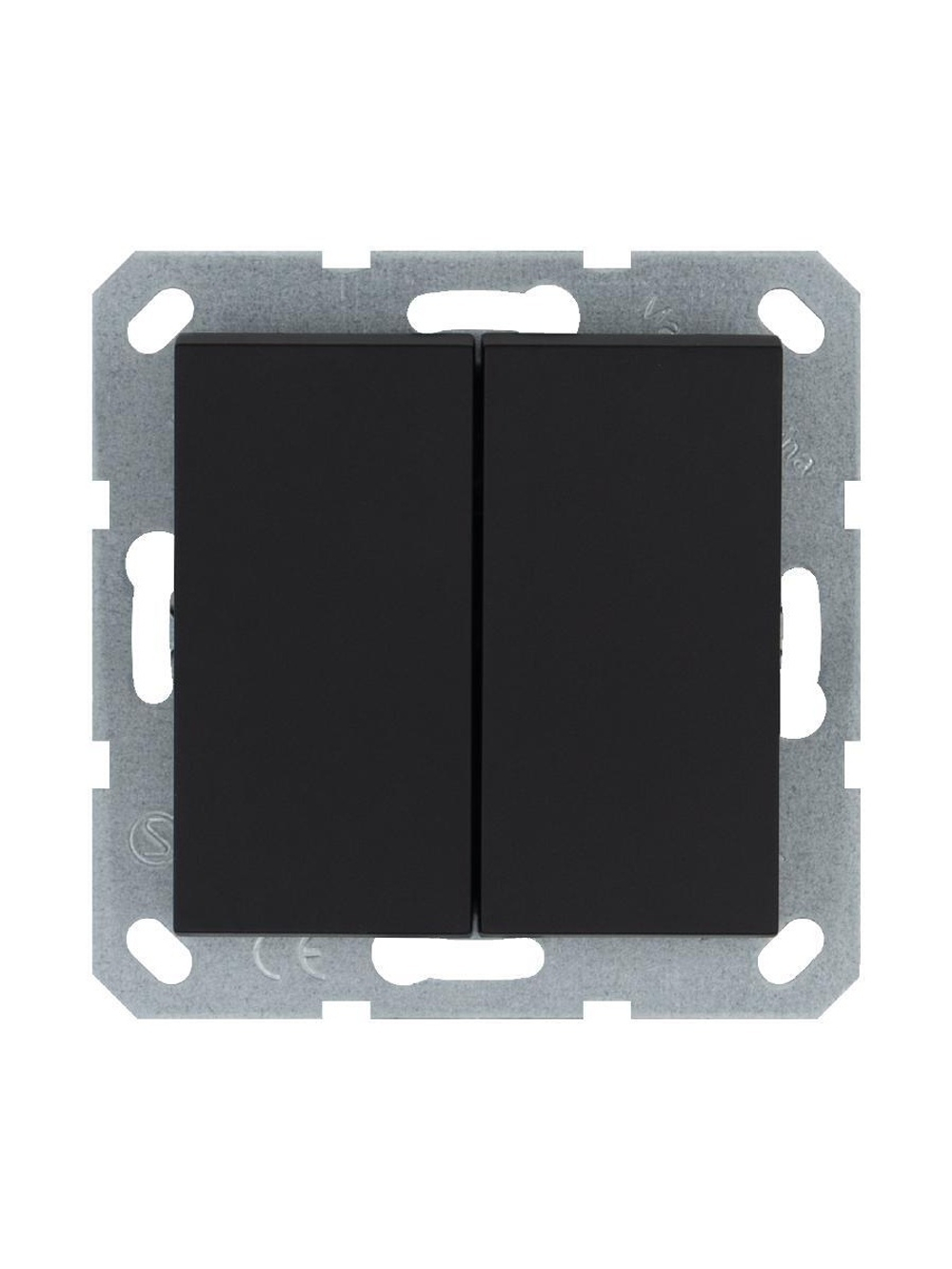 Выключатель 2-кл. 10А IP20 механизм черн. матовый soft touch Jasmart G3023PB