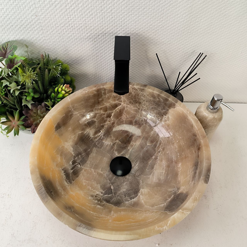 Каменная раковина из оникса Bowl Grey Medium TinLip BO-00964 (45*45*15)