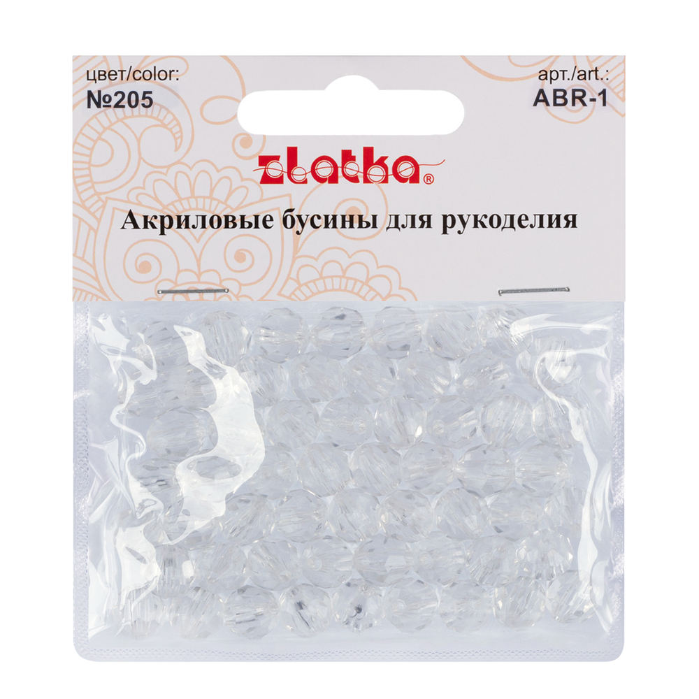 Бусина "Zlatka" акрил ABR  25 г 205 прозрачный