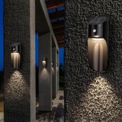 Светильник уличный ЭРА ERAFS050-43 фасадный Призма с датчиком движения 12 LED 25 Лм | Фасадная декоративная подсветка