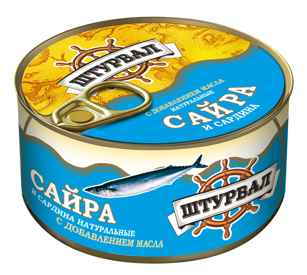 Сайра натур. с добавлением масла 185г (24шт) ключ Россия