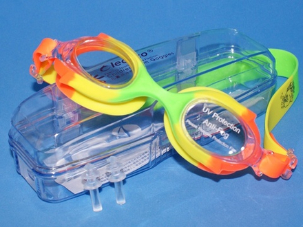 Очки для плавания подростковые LEACCO :SG700  (Оранжево-жёлто-зелёные - З)