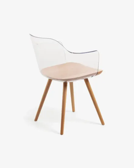 Стул Klam c прозрачной спинкой c подлокотниками