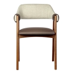 Стул KELLI бежевый букле, экокожа коричневая, орех