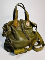 Женская премиальная горчично-оливковая сумка из натуральной кожи "Венеция"