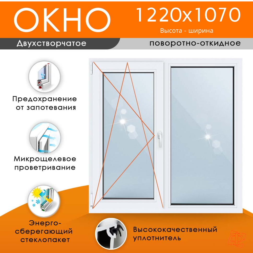 Пластиковое окно 1220 х 1070 ТермА Эко