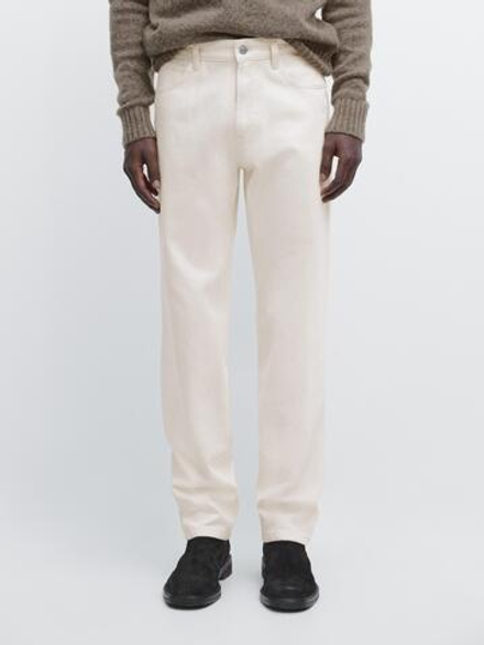 Massimo Dutti Джинсы зауженного кроя, кремовый
