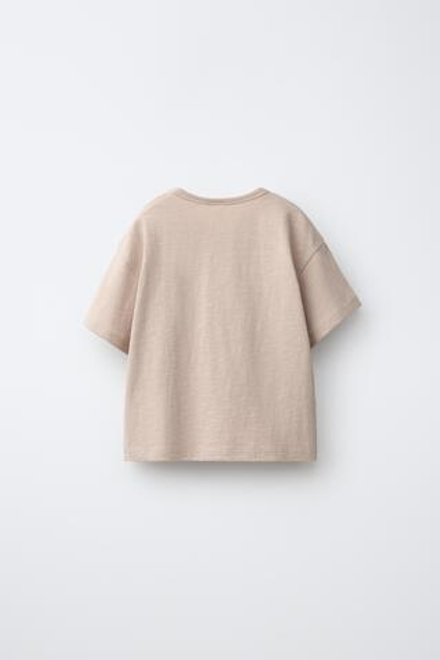 ZARA ОДНОТОННАЯ ФУТБОЛКА, РЫЖЕВАТО-КОРИЧНЕВЫЙ