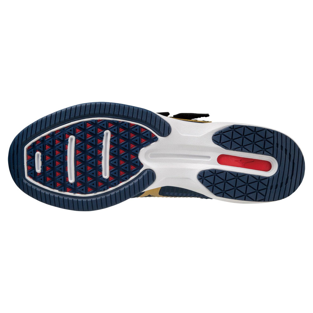 Mizuno Wave Light Revolution Elite Low Top Upper Height Baseball Shoes Unisex Blue Gold Color