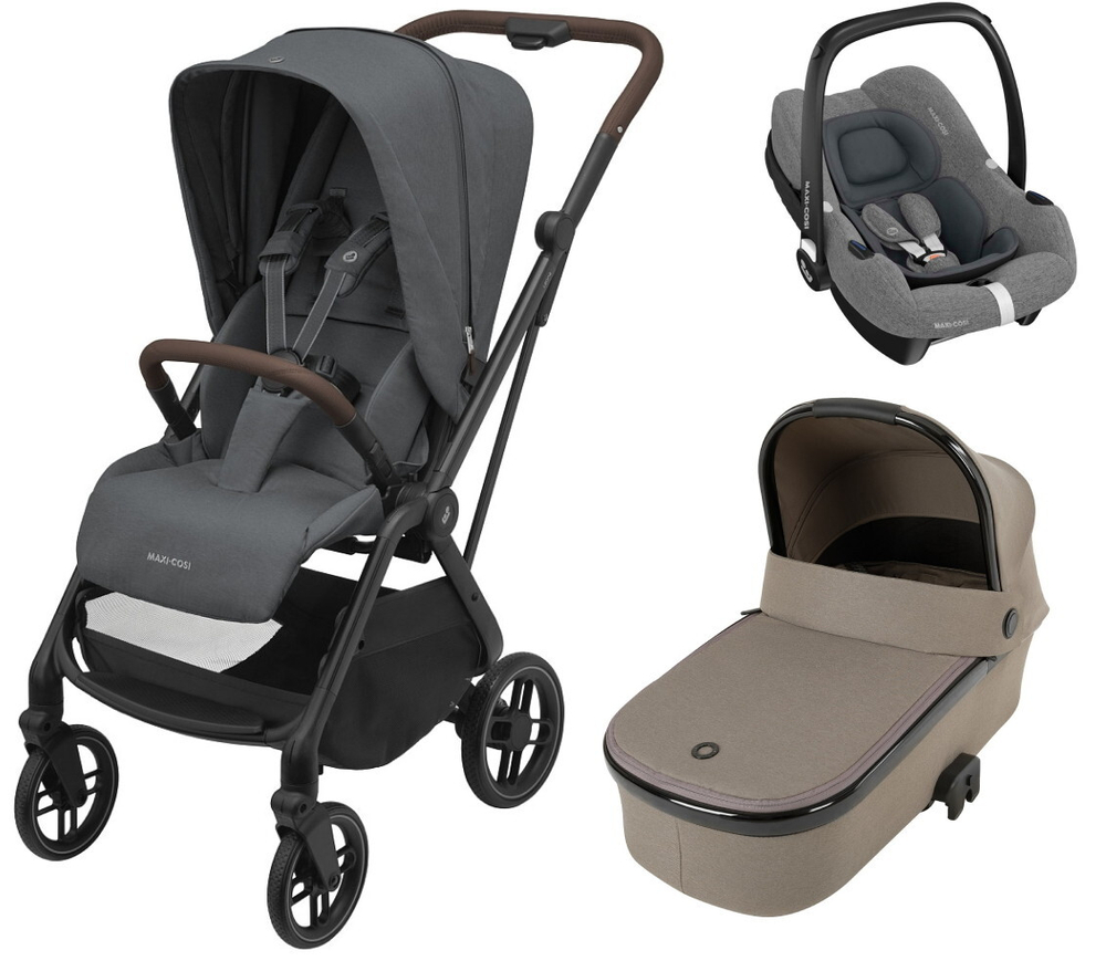 Детская коляска Maxi-Cosi Leona2 Oria 3 в 1 с автокреслом CabrioFix Select grey 1204204110 Twillic Graphite/1507470300 Luxe Twillic Truffle