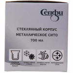 Чайник заварочный стеклянный 700 мл с металлическим ситом большая ручка Селфи, микс